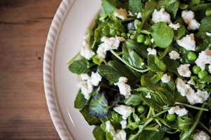 Mixed Pea, Mint and Meredith Dairy Goat Cheese Salad